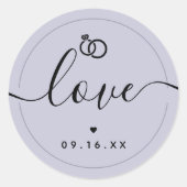 Liebe Save the Date Ring Lila Runder Aufkleber (Vorderseite)