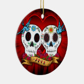 Liebe-Schädel mit Drossel-Verzierung Keramikornament (Rechts)