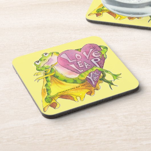 LIEBE-SCHALTJAHR-FROSCH GETRÄNKEUNTERSETZER (Linke Seite)