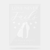 Liebe scheitert nie Personalisierte Hochzeit Acrylschild (Vorderseite)