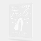 Liebe scheitert nie Personalisierte Hochzeit Acrylschild (Winkel)