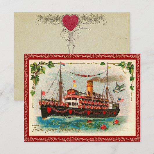 Liebe Schiff Valentine Postkarte (Vorne/Hinten)
