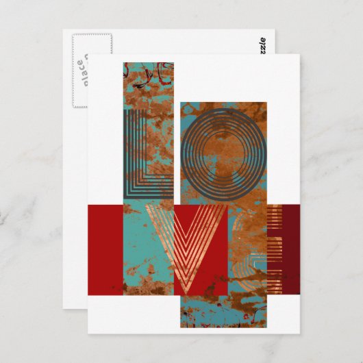 Liebe Schild rostig Retrodesign weiß Postkarte (Vorne/Hinten)