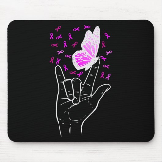 Liebe Schildern Butterfly Brustkrebs Bewusstsein P Mousepad (Vorne)