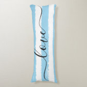 Liebe Schlaf Blau Weißer Streifen Wasserfarbe Seitenschläferkissen (Vorderseite Vertikal)