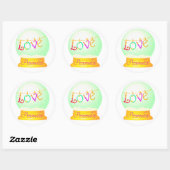 Liebe Schneedecke niedlich boho farbenfroh Runder Aufkleber (Blatt)