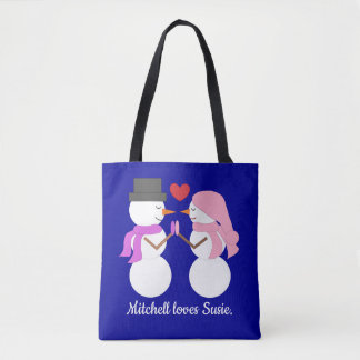 Liebe & Schneemenschen: Dunkelblau Tasche