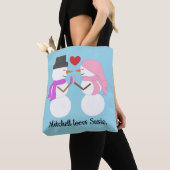 Liebe & Schneemenschen: Hellblau Tasche (Von Nahem)