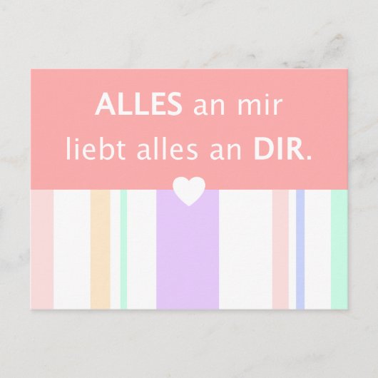 Liebe, schöne Sprüche deutscher Spruch verliebt Postkarte (Vorderseite)