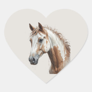 Liebe Schönes Paint Horse Tier Kunst Herz-Aufkleber
