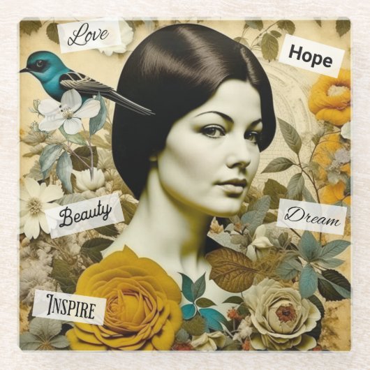 Liebe, Schönheit, Inspirier, Traum und Hoffnung Vi Glasuntersetzer (Vorderseite)