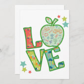 Liebe School Apple, Gezeichnet zurück an die Schul Dankeskarte (Vorne/Hinten)