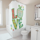 Liebe School Apple, Gezeichnet zurück an die Schul Duschvorhang (Beispiel)