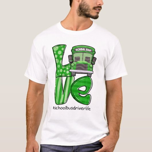 Liebe School Bus Driver Life Irish Kleeblatt St Pa T-Shirt (Vorderseite)