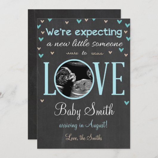 Liebe Schwangerschaft Ankündigung Ultrasound Blue (Vorne/Hinten)