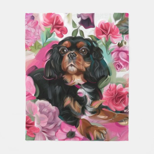 "LIEBE" Schwarz und Tan Cavalier Decke MEDIUM (Vorderseite)