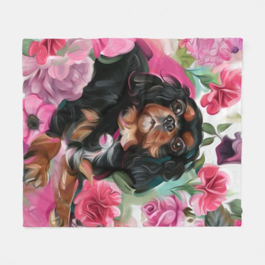 "LIEBE" Schwarz und Tan Cavalier Decke MEDIUM (Vorderseite (Horizontal))