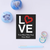 LIEBE, Schwarz und Weiß mit rot geätztem Herzen Flyer (Einzeln)