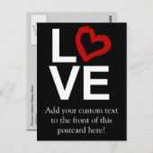 LIEBE, Schwarz und Weiß mit rot geätztem Herzen Postkarte (Vorne/Hinten)