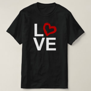 LIEBE, Schwarz und Weiß mit rot geätztem Herzen T-Shirt