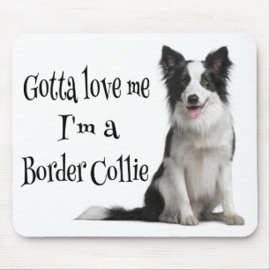 Liebe Schwarz-Weiß Border Collie Welpen Hund Mousepad
