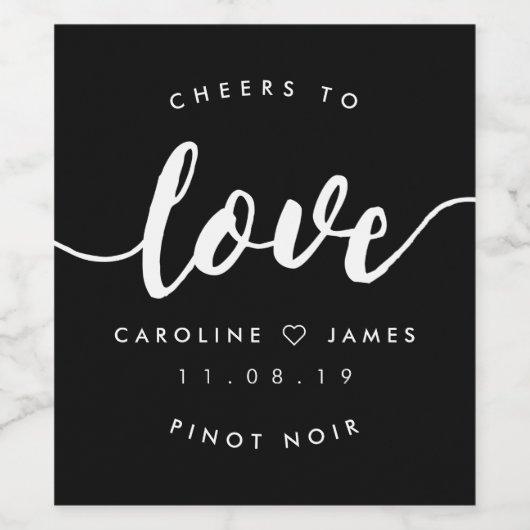 Liebe Schwarz-Weiß-Gastgeschenk Hochzeit Weinetikett (Einzelnes Label)