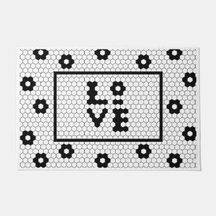 Liebe Schwarz-Weiß-Geometrie Fußmatte