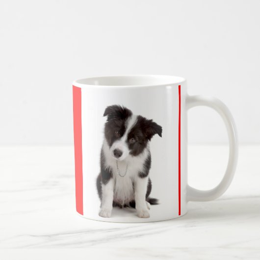 Liebe Schwarz-Weiß-Grenze Collie Welpe Hund Tasse (Rechts)