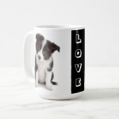 Liebe Schwarz-Weiß-Grenze Collie Welpe Hund Tasse (Vorderseite Links)