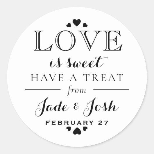 Liebe Schwarz-Weiß-Herz ist süße Gastgeschenk Hoch Runder Aufkleber (Vorderseite)