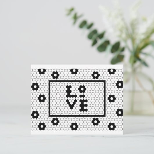 Liebe Schwarz-Weiß-Hex-Folie Postkarte (Stehend Vorderseite)