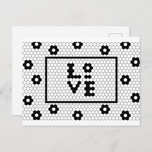 Liebe Schwarz-Weiß-Hex-Folie Postkarte (Vorne/Hinten)