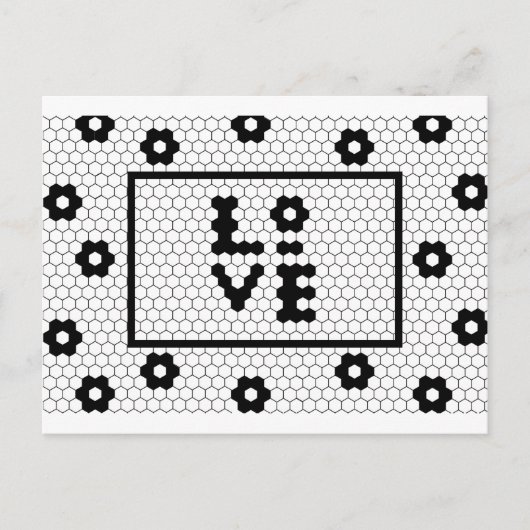 Liebe Schwarz-Weiß-Hex-Folie Postkarte (Vorderseite)