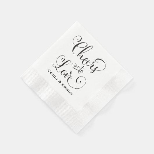 Liebe Schwarz-Weiß-Hochzeit-Monogramm Serviette (Ecke)