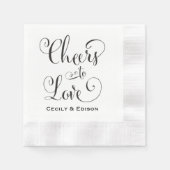Liebe Schwarz-Weiß-Hochzeit-Monogramm Serviette (Vorderseite)