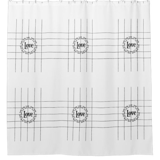 Liebe Schwarz-Weiß-Linien Duschvorhang (Vorderseite)