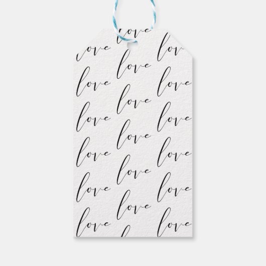 LIEBE Schwarz-weiß Moderne Typografie Gastgeschenk Geschenkanhänger (Rückseite)