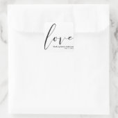 LIEBE Schwarz-weiß Moderne Typografie Gastgeschenk Quadratischer Aufkleber (Tasche)