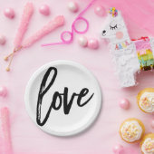 LIEBE Schwarz-weiß Moderne Typografie Hochzeitsfei Pappteller (Party)