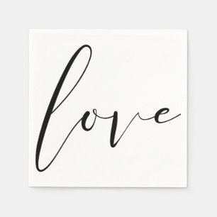 LIEBE Schwarz Weiß Moderne Typografie Hochzeitsfei Serviette