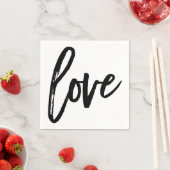 LIEBE Schwarz-weiß Moderne Typografie Hochzeitsfei Serviette (Beispiel)
