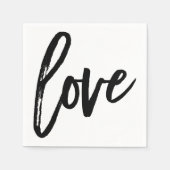 LIEBE Schwarz-weiß Moderne Typografie Hochzeitsfei Serviette (Vorderseite)