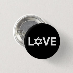Liebe Schwarz-weiß Star von David fett Typografie Button