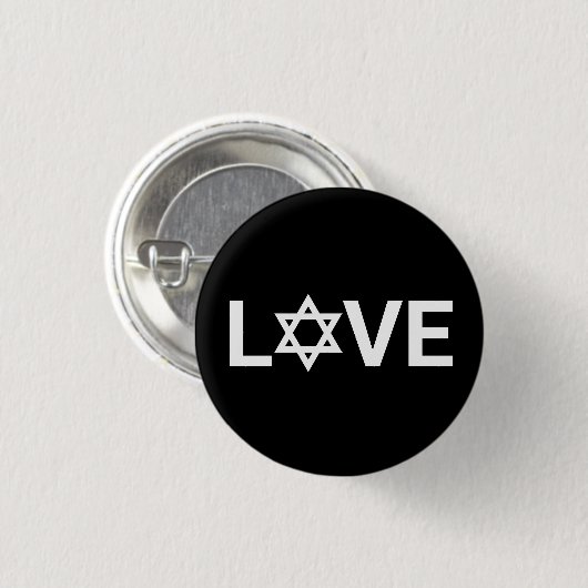 Liebe Schwarz-weiß Star von David fett Typografie Button (Vorne & Hinten)