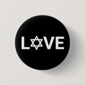 Liebe Schwarz-weiß Star von David fett Typografie Button (Vorderseite)