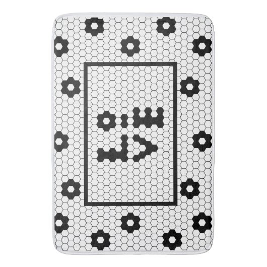 Liebe Schwarz-Weiß-Tile-Design Badematte (Vorderseite Vertikal)