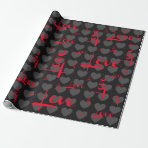 Liebe-schwarze graue Herz-Geschenk-Verpackung Geschenkpapier