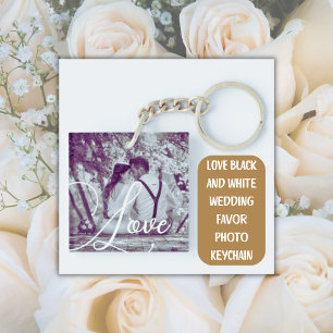 LIEBE Schwarzweiß-Gastgeschenk Hochzeit Foto Schlüsselanhänger