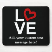 LIEBE, Schwarzweiss mit rotem skizziertem Herzen Mousepad (Vorne)