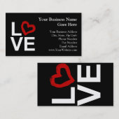 LIEBE, Schwarzweiss mit rotem skizziertem Herzen Visitenkarte (Vorne/Hinten)